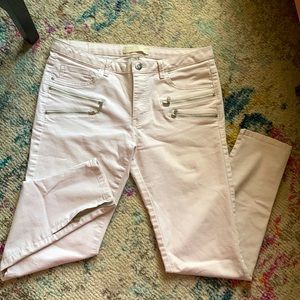 Zara Basic Denim - Skinny Khaki Pants with Silver Zippers